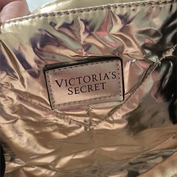 Victoria Secret Large Rose Gold Metallic Puffer Tote Bag - Picture 7 of 9